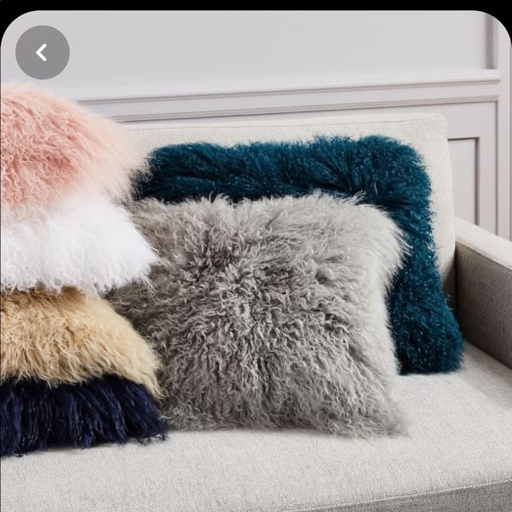 West elm mongolian fur pillow cover 16 x 16 NWOT